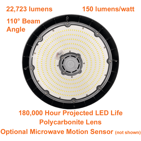 150watt LED UFO High Bay 5000k 22700 Lumens cUL 120-347v 0-10v Dimmable 4