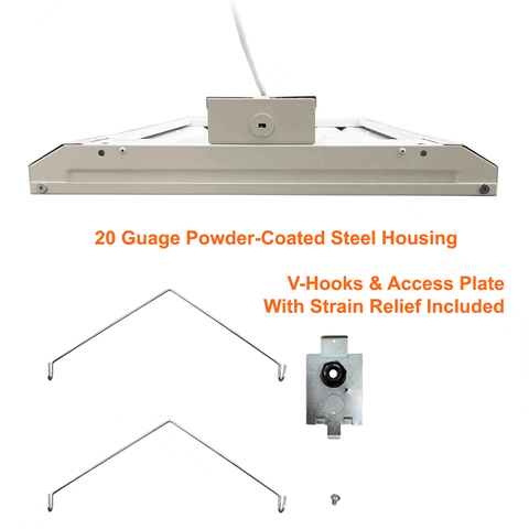 V-Hooks And Strain Relief For High Output 155watt High Bay 4000k 25600 Lumens 120-347v cUL Dimmable