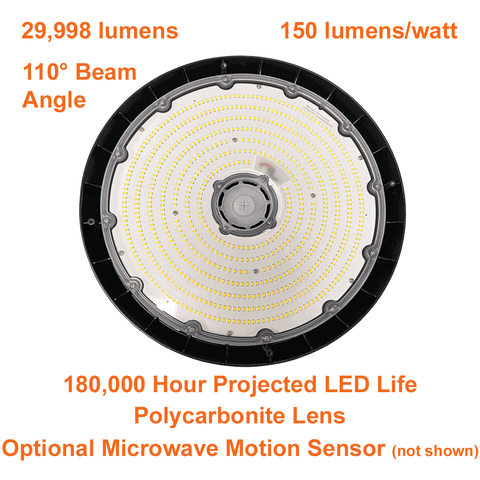 200watt LED UFO High Bay 4000k 29900 Lumens cUL 120-347v 0-10v Dimmable 4