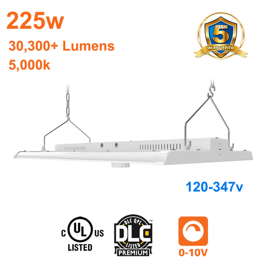 225watt LED High Bay 5000k 30300 Lumens cUL 120-347v 0-10v Dimmable 1