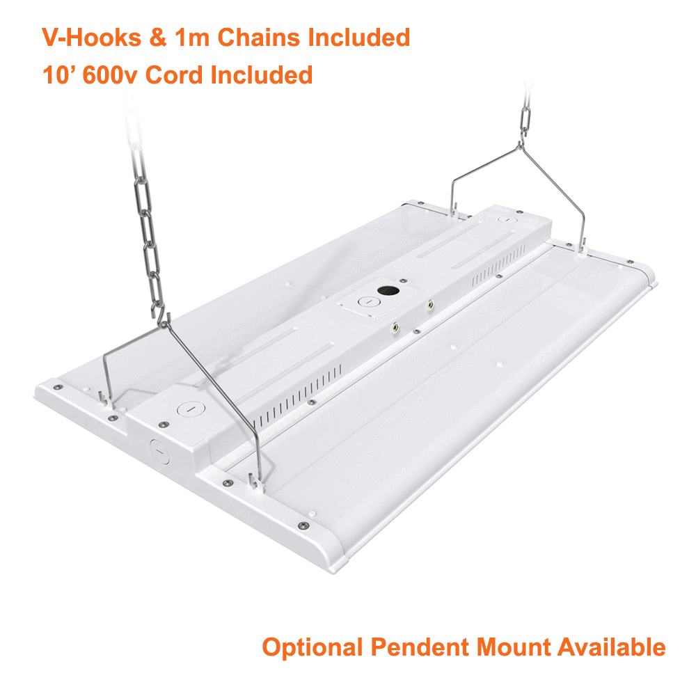 V-Hooks And Chain For 225watt LED High Bay 5000k 30300 Lumens cUL 120-347v 0-10v Dimmable