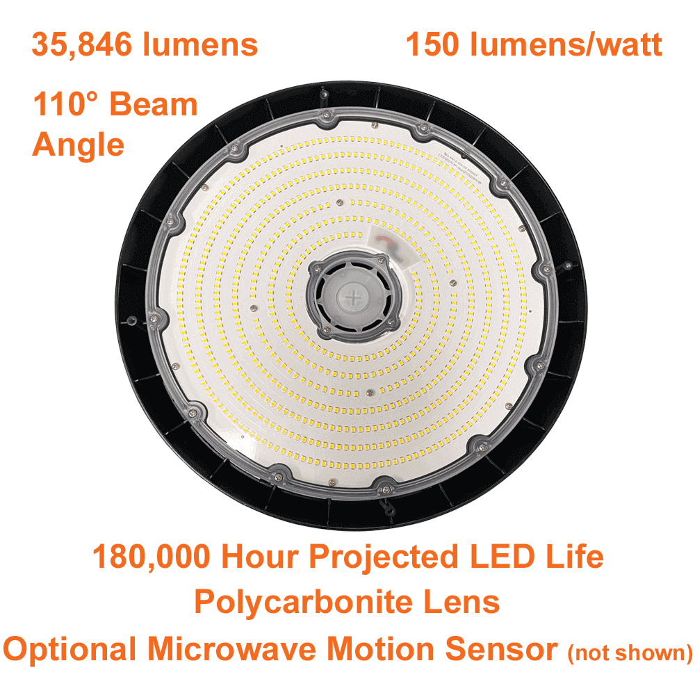 240watt LED UFO High Bay 5000k 35800 Lumens cUL 120-347v 0-10v Dimmable 4