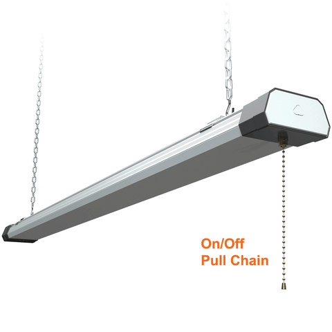 On/Off Pull Chain For 2 Pack 100watt Linkable 4' LED Shop Light 5000k 13000 Lumens cETL 120v
