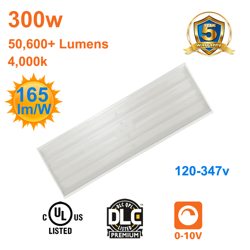 High Output 300watt High Bay 4000k 50600 Lumens 120-347v cUL Dimmable 1