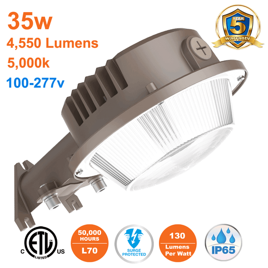 35 Watt Barn Light Yard Light 100-277v 5000k 4550 Lumens ETL IP65 Photocell 1