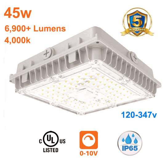 45watt LED Garage Light 4000k 6900 Lumens 120-347v cUL 0-10v Dimmable
