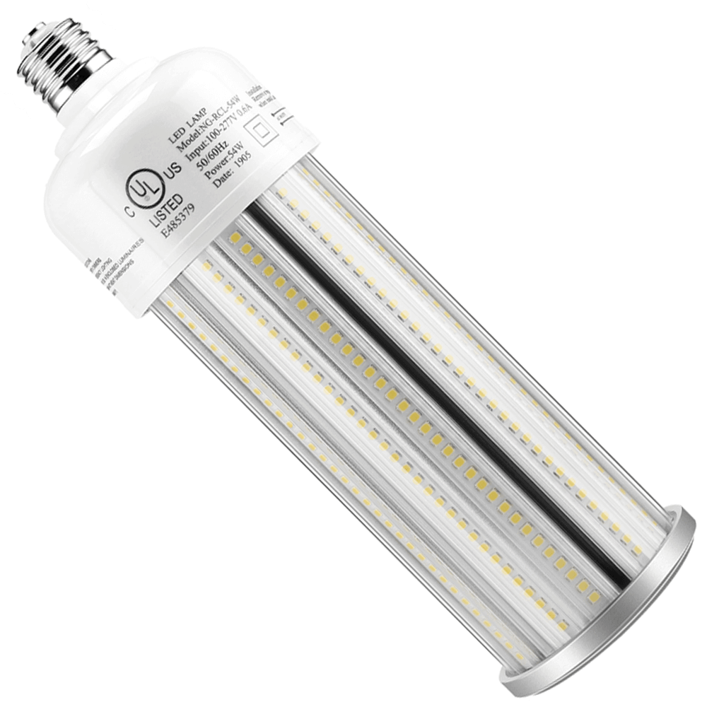 54watt LED Corn Bulb Outdoor LED Light Bulb 5000k 7600 Lumens 120-277v cUL E26 And E39 Base
