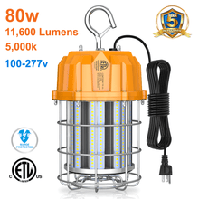 80 Watt LED Temporary Work Light 5000k 11600 Lumens 100-277v cETL Orange 1