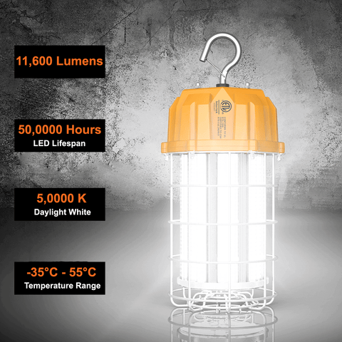 80 Watt LED Temporary Work Light 5000k 11600 Lumens 100-277v cETL Orange 4