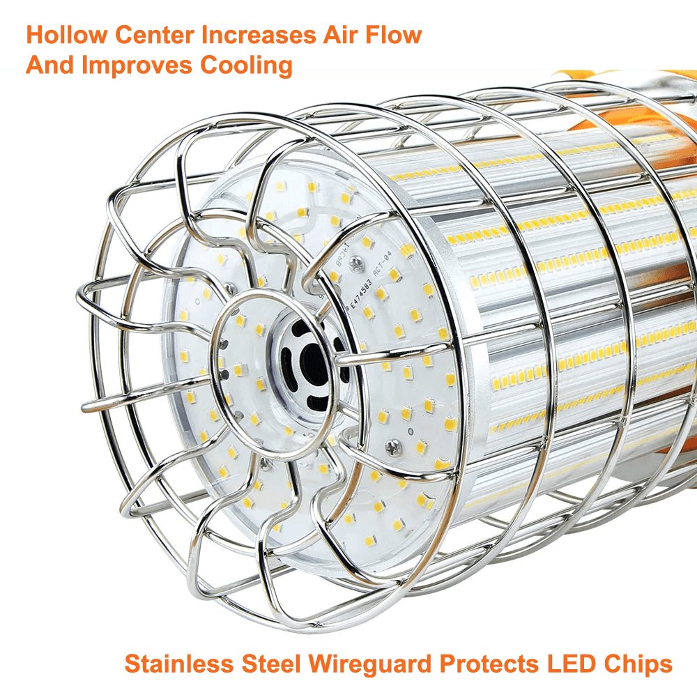 80 Watt LED Temporary Work Light 5000k 11600 Lumens 100-277v cETL Orange 5