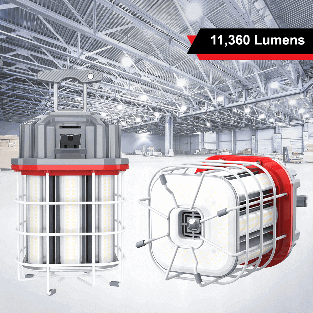 80 Watt Linkable LED Temporary Work Light Construction Light 5000k 11600 Lumens cETL 100-277v LED Network 7