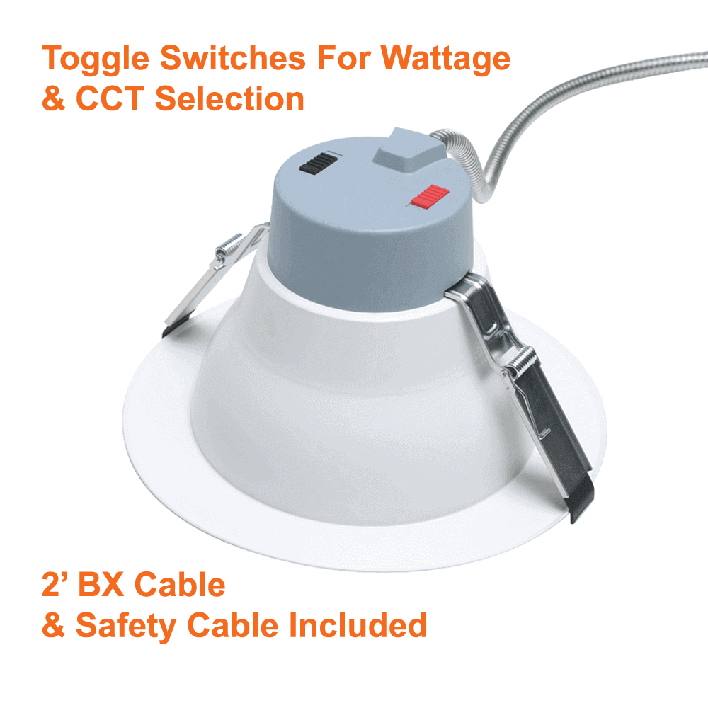 4 Pack 8" Pot Light LED Downlight 3 Wattages 3 CCT 120-347v cUL 3