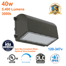 40watt Full Cut-Off LED Outside Wall Light 3000k 5400 Lumens cUL 120-347v 1