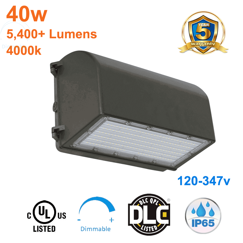 40watt Full Cut-Off LED Outside Wall Light 4000k 5400 Lumens cUL 120-347v