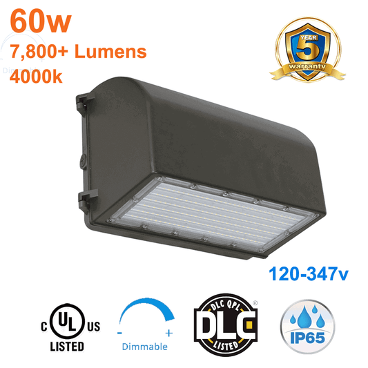 60watt Full Cut-Off LED Outside Wall Light 4000k cUL 120-347v 1