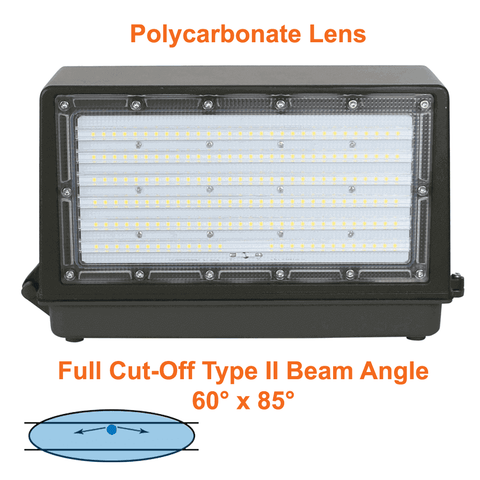 60watt Full Cut-Off LED Outside Wall Light 4000k cUL 120-347v 4