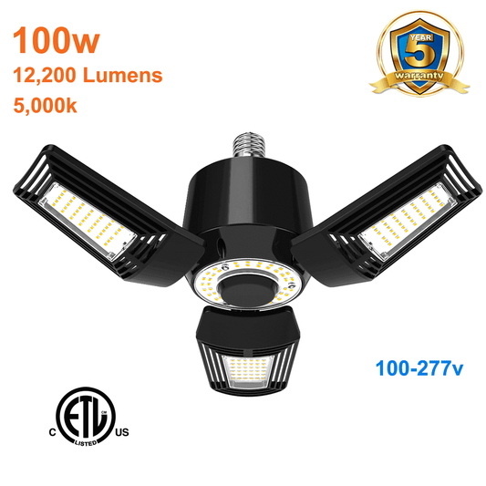 100watt LED Garage Light 5000k 12200 Lumens cETL 120-277v E26 Base 1