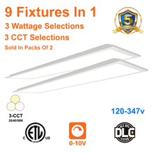 2 Pack 1'x4' Back Lit LED Panel Light 3 Wattage And 3CCT Selectable cETL 120-347v 1