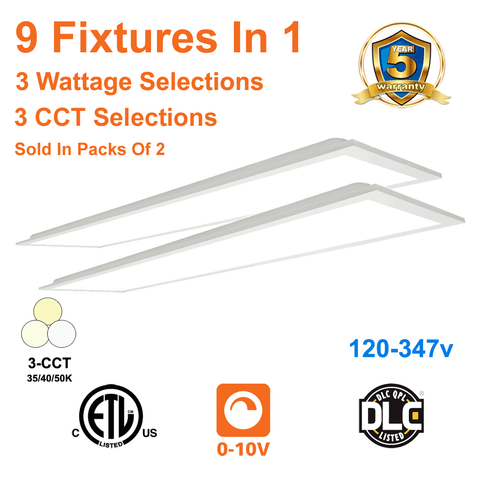 2 Pack 1'x4' Back Lit LED Panel Light 3 Wattage And 3CCT Selectable cETL 120-347v 1