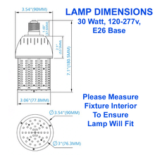 Lamp Dimensions Diagram For Light Bulb 30 Watts LED Corn Lamp 6000K 4200 Lumens 120-277v E26 UL Listed
