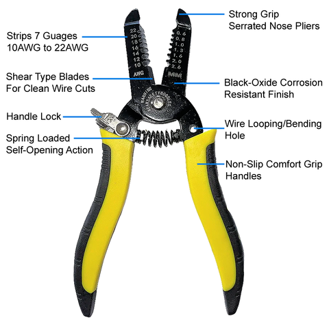 Features Of The Wire Cutter 10-22 AWG Wire Stripper 7 Inch Wire Cutters Wire Stripping Tool From LED Network 