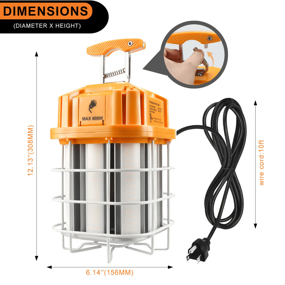 Work Light Construction Light 125w 5000k 120-277v cETL Orange Linkable LED Network 5